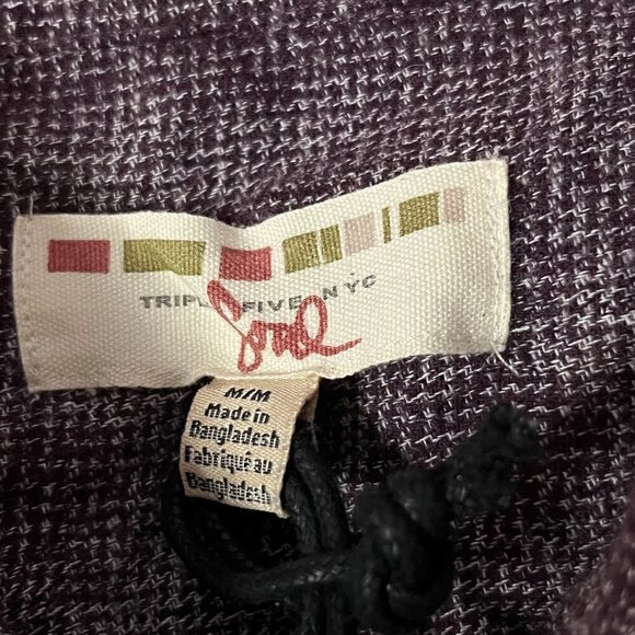 Nwt ❗️TRIPLE FIVE SOUL MEDIUM Gingham Western Boho Plum Flower  Button up Shirt - Picture 3 of 6